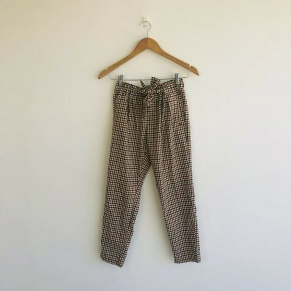 Scotch&Soda Belted Checked Pants Girls Size 12 With Waist Belt Tie